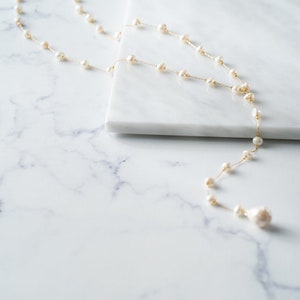Collier de perles d'eau douce, tour de cou perle lariat, cadeau pour elle, collier délicat, perles délicates, collier chaîne en or, collier chaîne en argent image 5