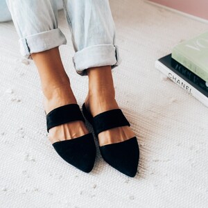 Black suede leather mules,comfortable slippers, women leather slides,black flats,gift for her,soft mules,anniversary gift,christmas gift