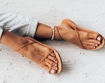 Eileen greek leather sandal, braid straps sandal,Greece style sandals