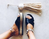X slipper, greek sandals, leather sandals, cross slippers, black natural leather sandals, black nude platform espantrilles.natural leather