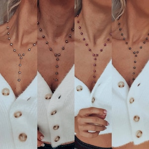Freshwater Colored Pearls Necklace, Pearl Lariat Neckpiece,Gift for Her,Delicate Necklace,Dainty Pearls,Gold Chain Necklace
