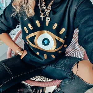 Hoodies and Sweatshirts,evil eye sweater image 3