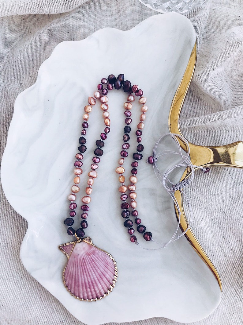 handmade neckpiece Fresh water pearl necklaces,real shell necklaces