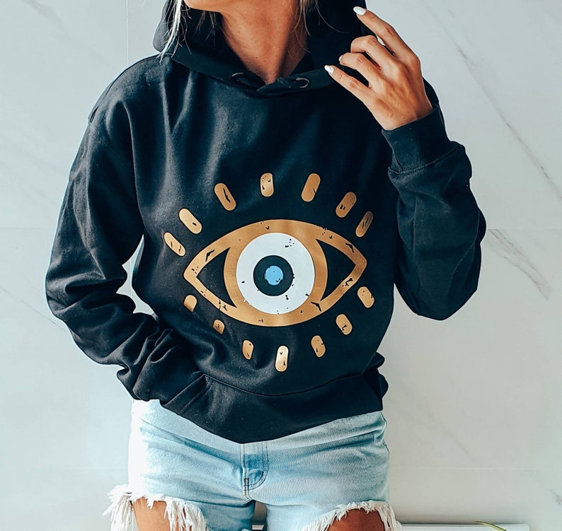 Hoodies and Sweatshirts,evil eye sweater image 1