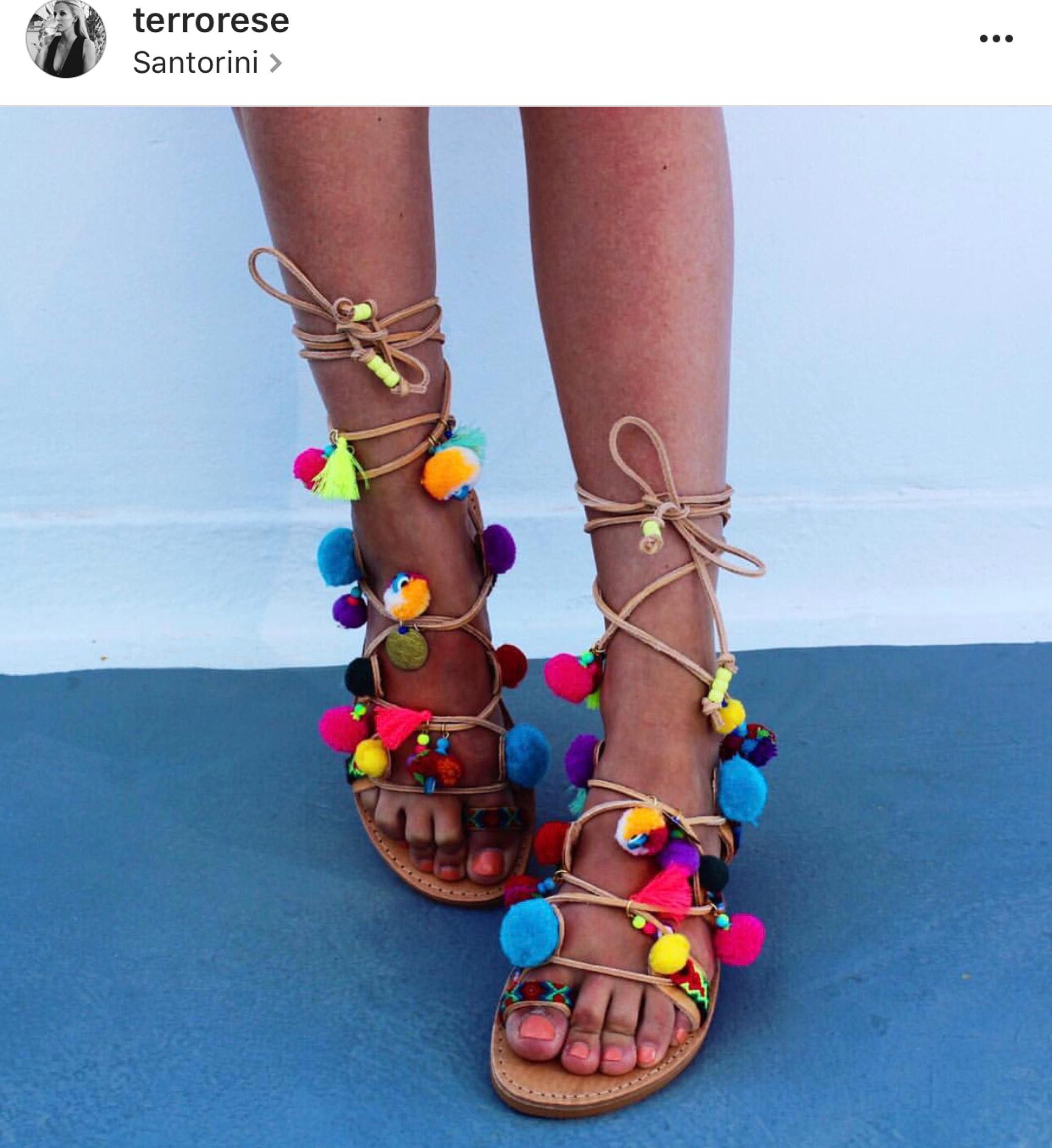 Pom Pom Sandals - Etsy