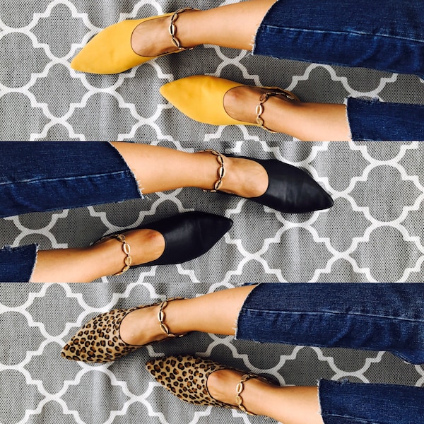 Pointy toes flats ,greek leather shoes, leather ballarinas , leopard pony skin shoes,black flats,yellow slipons