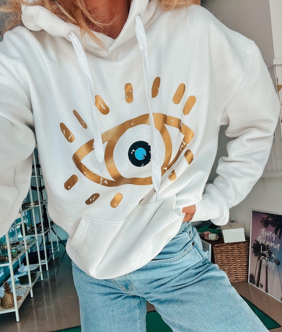Protection eye hoodie , gold eye vinyl stamp sweatshirt, cosy blouse