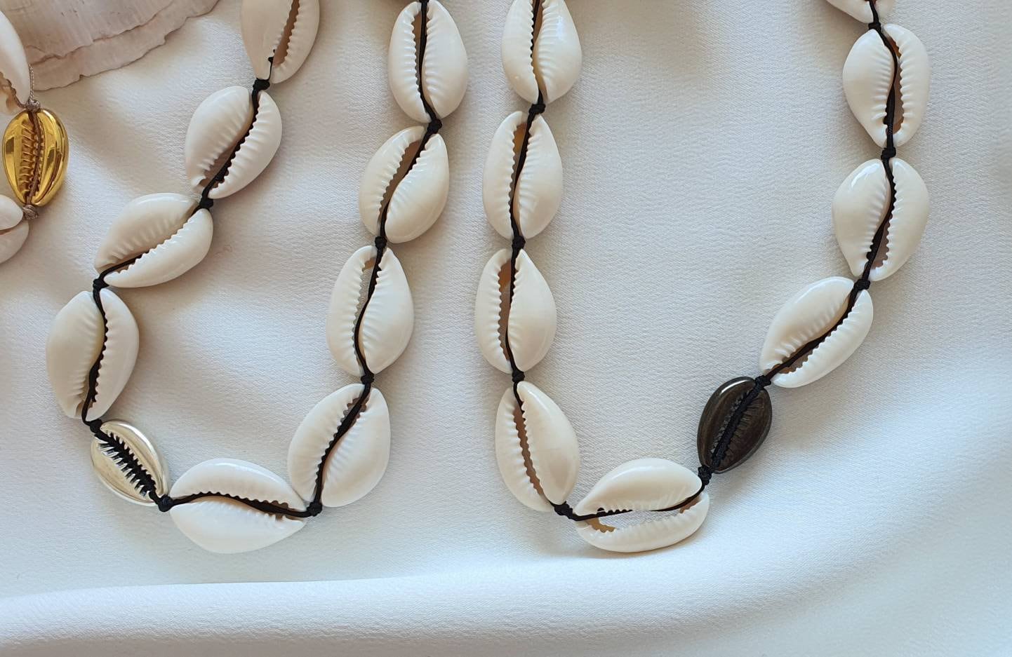 White Cowrie Shell Choker Necklace , Gold,black,or Silver