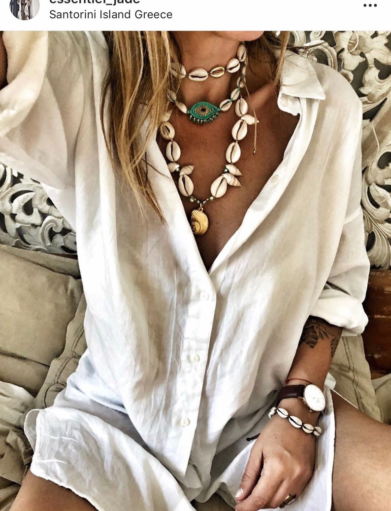 layered necklaces cowrie shell set Shell jewelry set