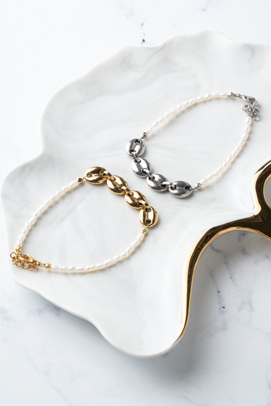 Tobillera de perla real, tobillera de cadena de plata, tobillera de cadena de oro, regalo para ella