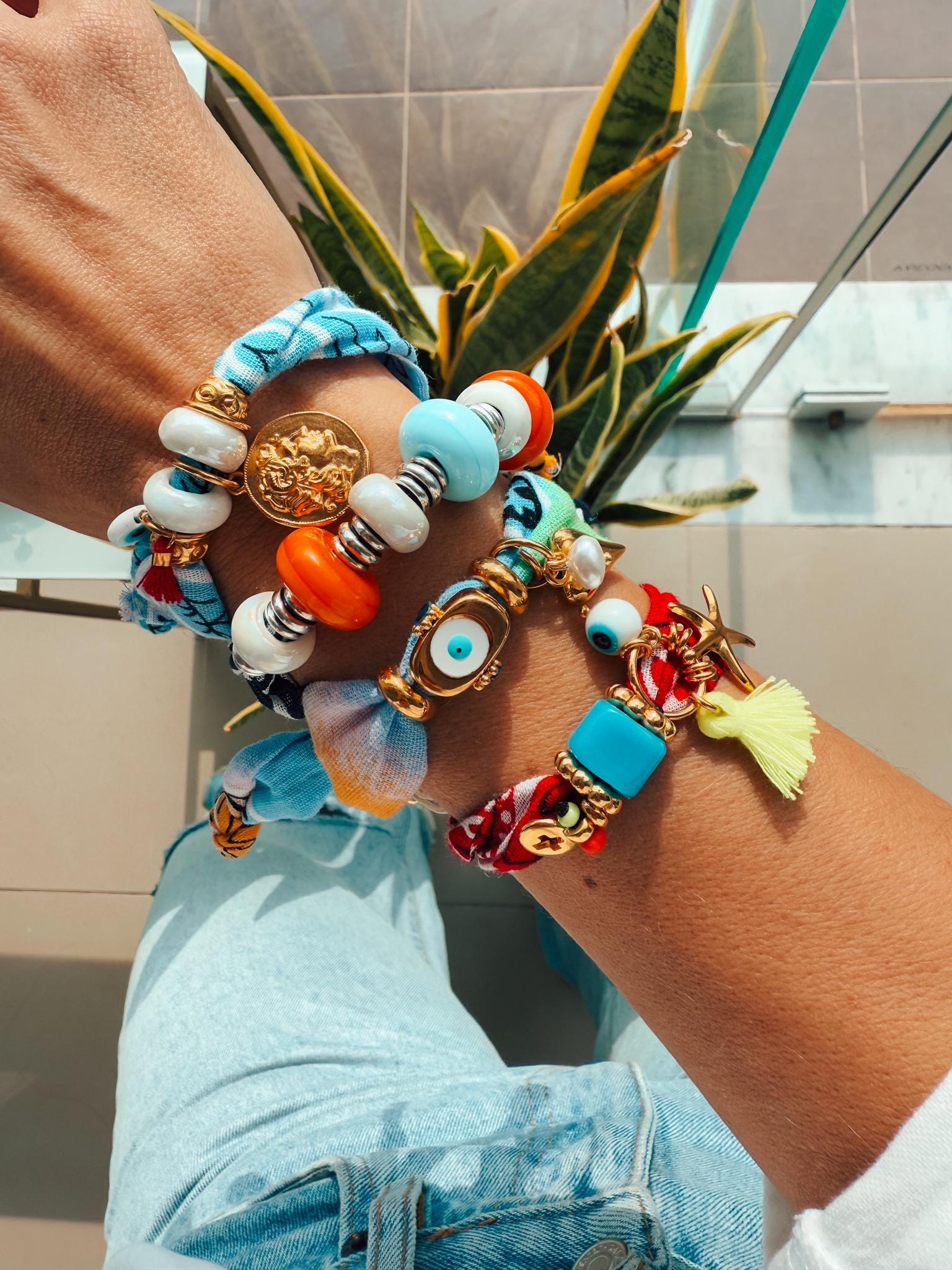 Handmade Bandana Bracelet with charms,eyes and coins,Boho Protection Jewelry,protection eye bracelet,happy bracelets,armparty ,gift for her