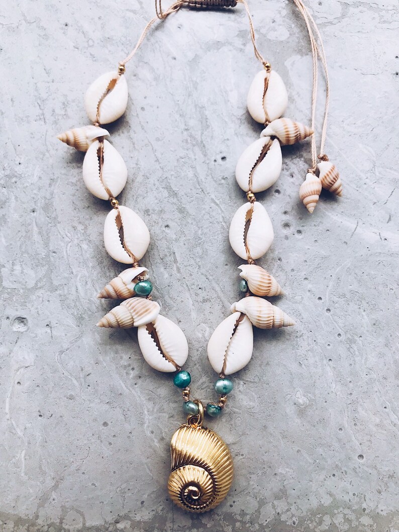 layered necklaces cowrie shell set Shell jewelry set