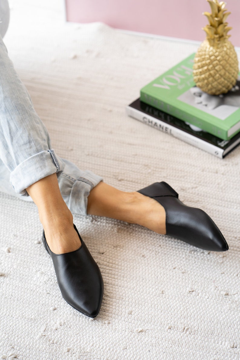 Pointy toes flats ,greek leather shoes, leather ballarinas , leopard pony skin shoes,black flats,yellow slipons image 3