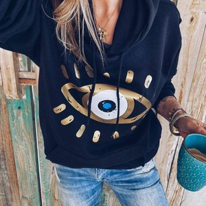 Hoodies and Sweatshirts,evil eye sweater image 2