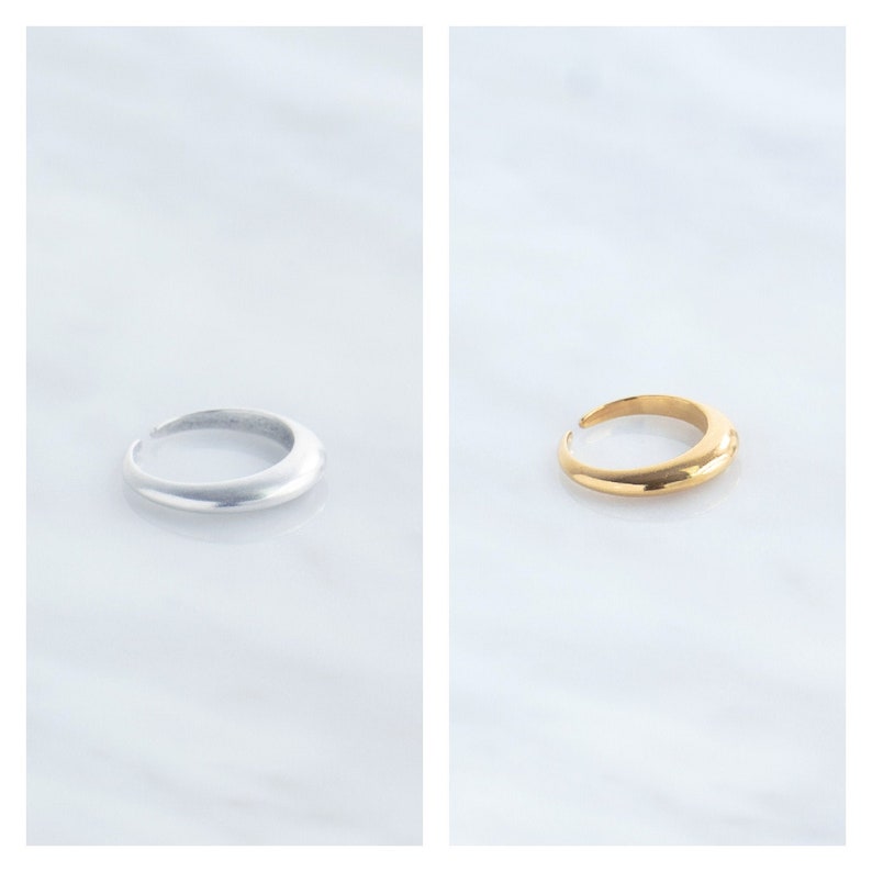 Wave rings, minimalist rings, silver or gold dome ring, gift for her image 2