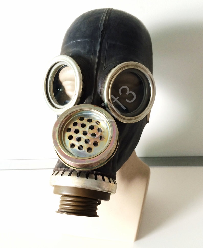 Vintage Soviet Russian Black Gas Mask Gp 5m Costume Art Craft Etsy