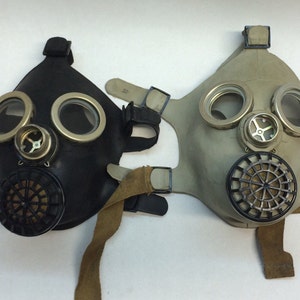 set of 2 Small tiny black gray rubber gas mask halloween costume gas mask props steampunk craft masks rubber gas mask art making