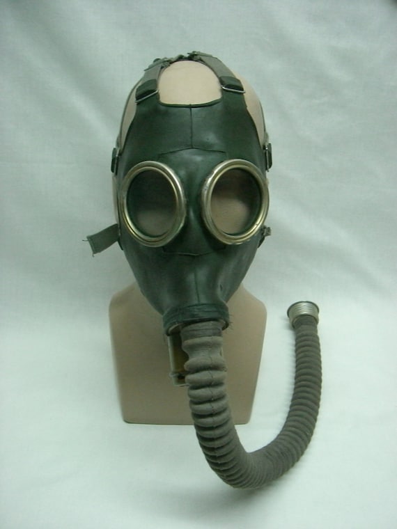 Vintage Soviet Russian Gas Mask With Hose Green Gas Mask Gp 4 Etsy