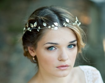 Wedding hair vine Silver leaf headband Wedding hair vine Bridal hair wreath Bridal headband silver Leaf bridal headband Wedding hairpiece