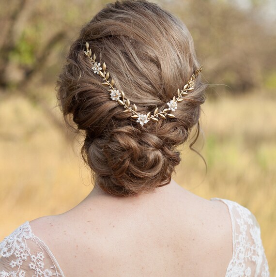 Leaf Bridal Headpiece With Gold Leaves for Bridal Boho Wedding - Etsy