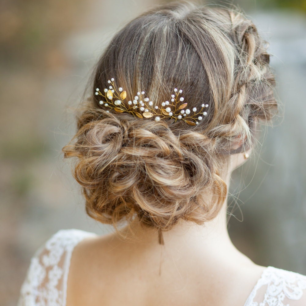 Leaf bridal hair pins Gold leaf wedding hair pins Bridal | Etsy