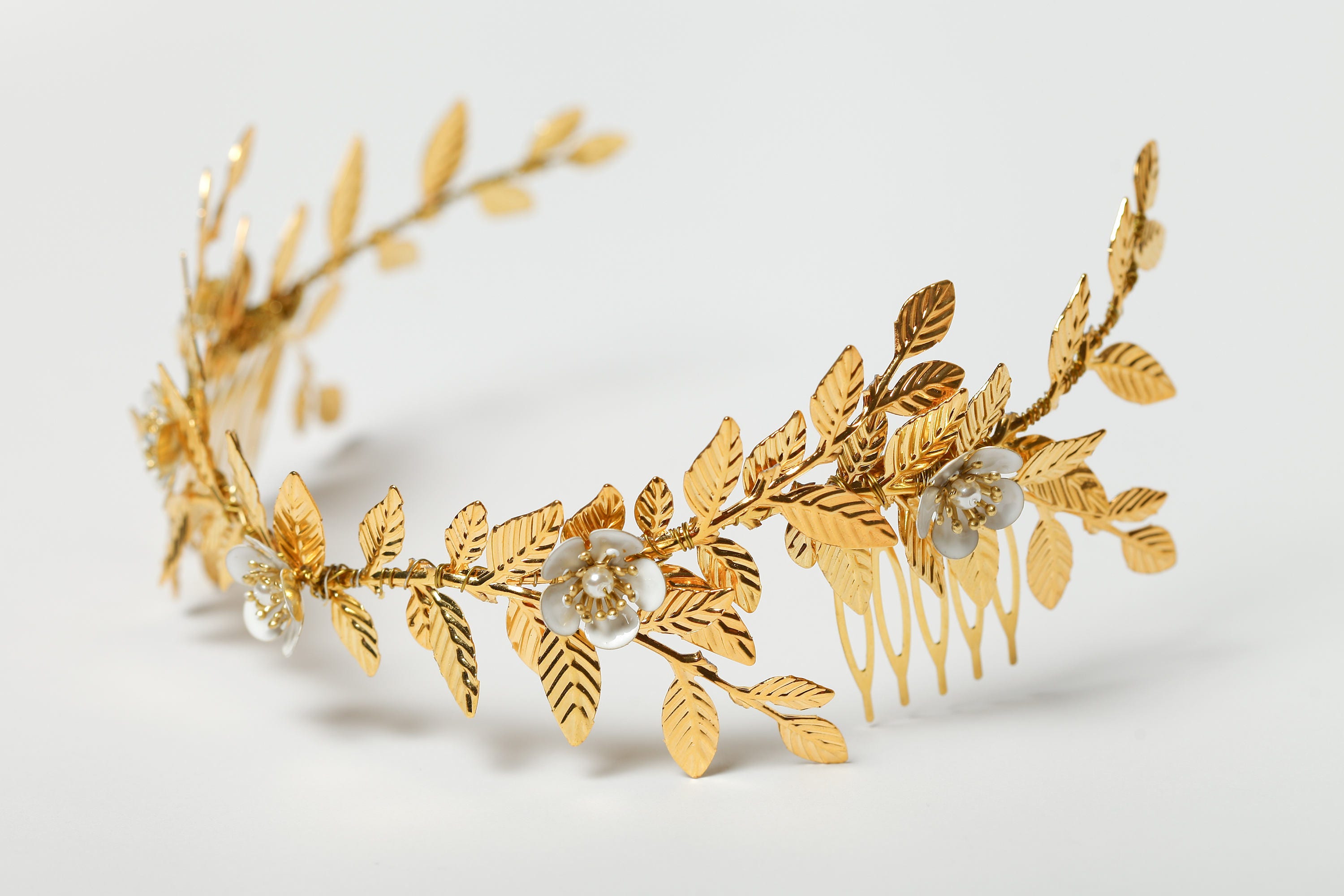 Gold leaf grecian headpiece Bridal leaf hair comb Gold leaf | Etsy