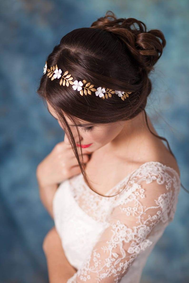 Gold leaf hair vine Bridal leaf headband Gold leaf headband Laurel leaf hair vine Gold leaf crown Gold leaf headpiece Leaf wedding vine