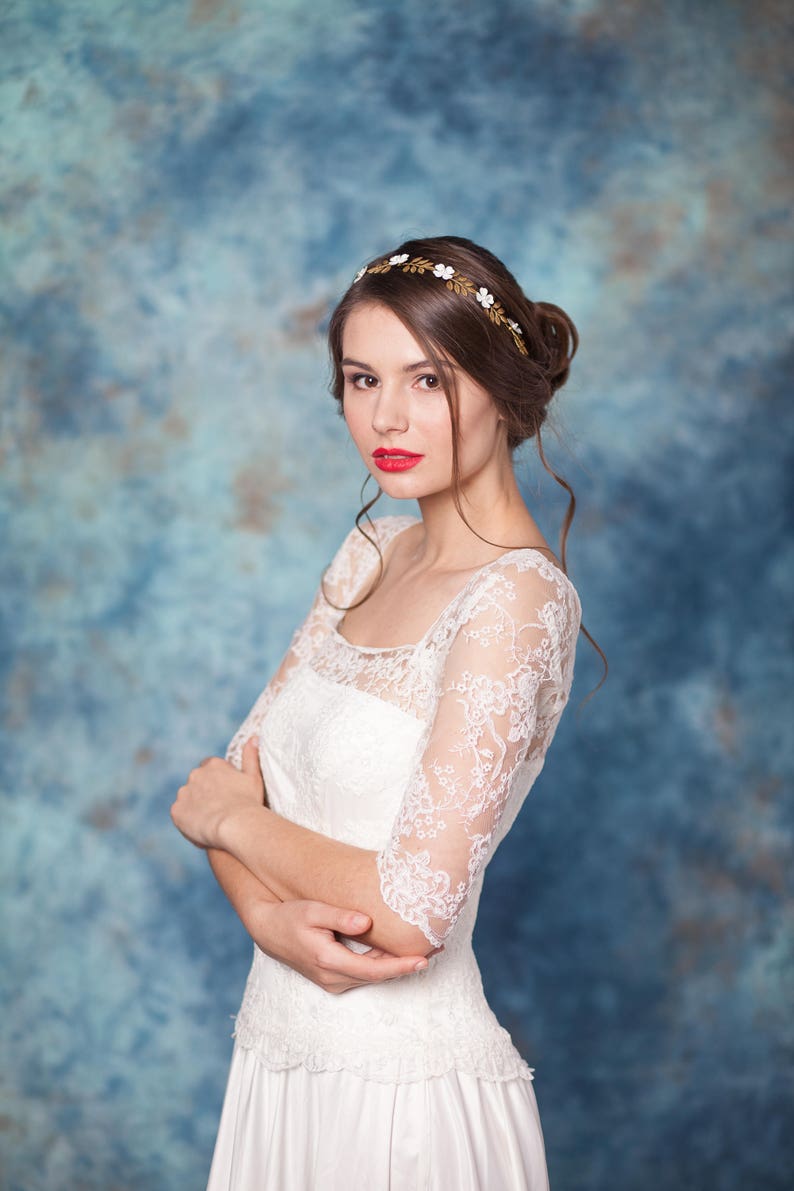 Gold leaf hair vine Bridal leaf headband Gold leaf headband Laurel leaf hair vine Gold leaf crown Gold leaf headpiece Leaf wedding vine