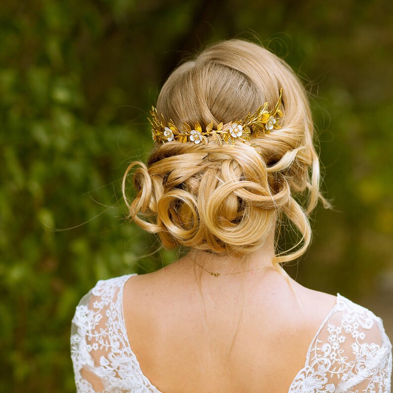 Gold Leaf Grecian Headpiece Bridal Leaf Hair Comb Gold Leaf | Etsy