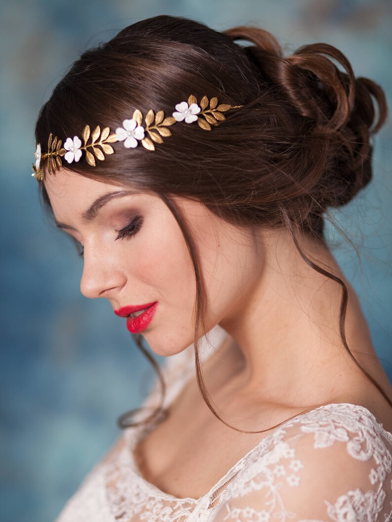Gold leaf hair vine Bridal leaf headband Gold leaf headband Laurel leaf hair vine Gold leaf crown Gold leaf headpiece Leaf wedding vine