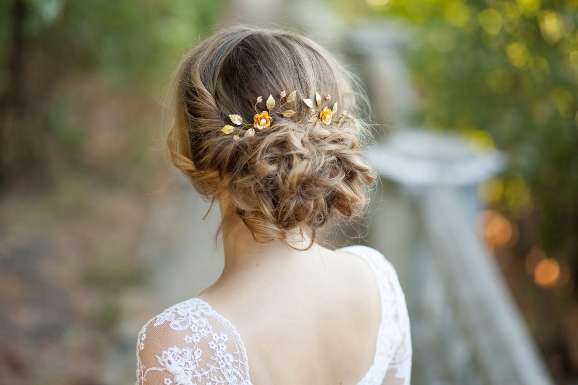Gold Flowers Wedding Hair Pins Flower Bridal Hair Pins Gold | Etsy