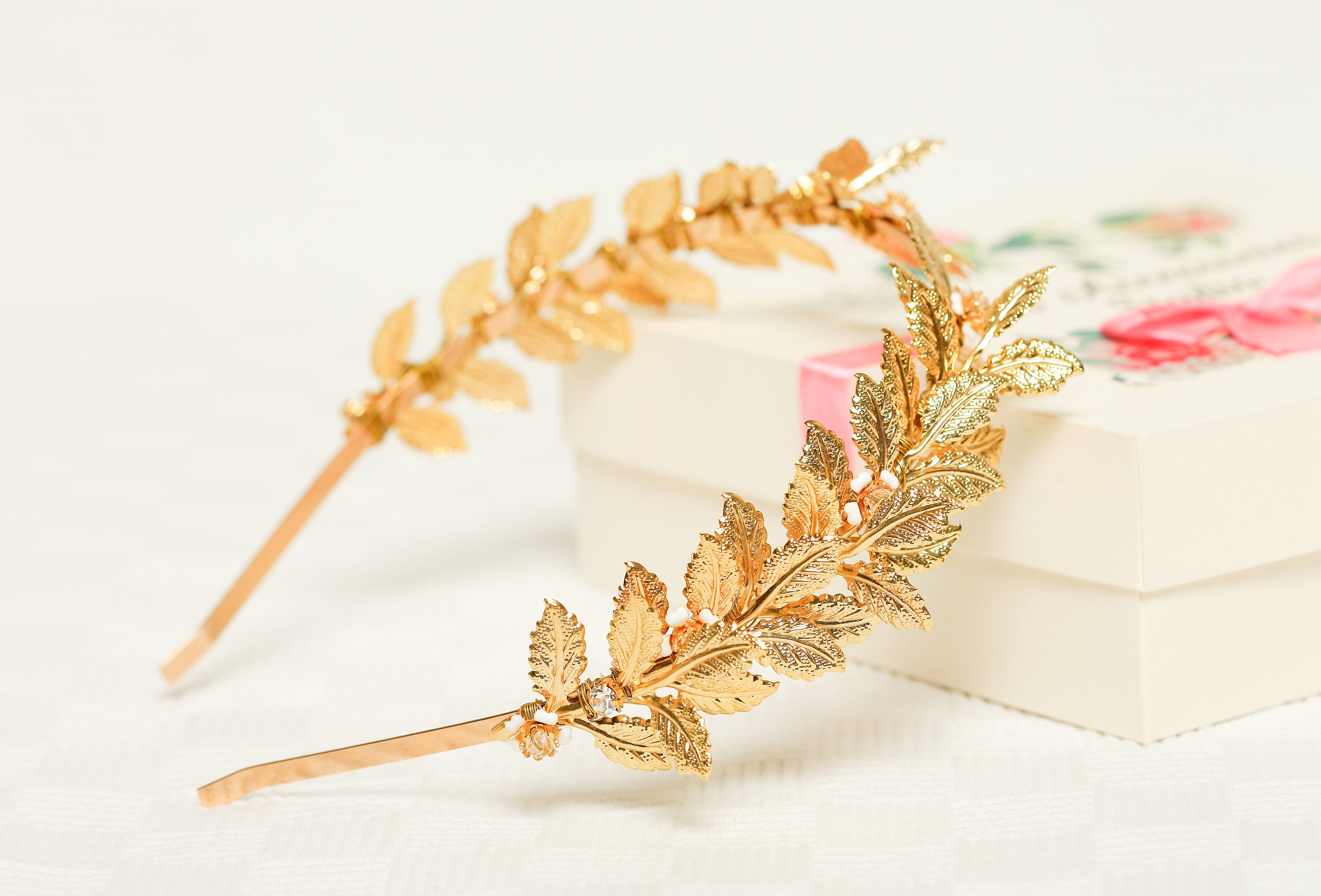 Gold leaf crown Bridal leaf crown Gold leaf tiara Laurel leaf Etsy