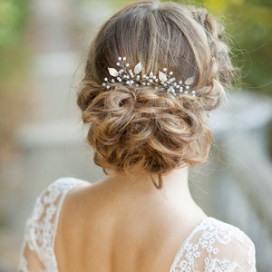 Bridal hair pins Wedding hair pins Bridal hairpiece Pearl hair pins Floral hair pins image 1