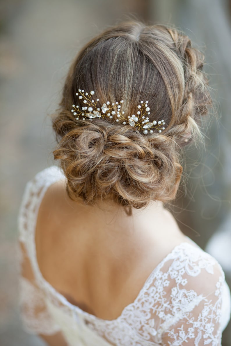 Bridal hair pins Pearl hair pins Wedding hair pins Crystal bridal headpiece Bridal headpiece Wedding headpiece Bridal hairpiece image 2