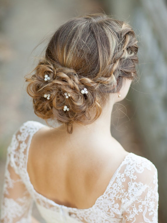 Set Of 5 Bridal Hair Pins Pearl Wedding Hair Pins Bridal Hair Etsy