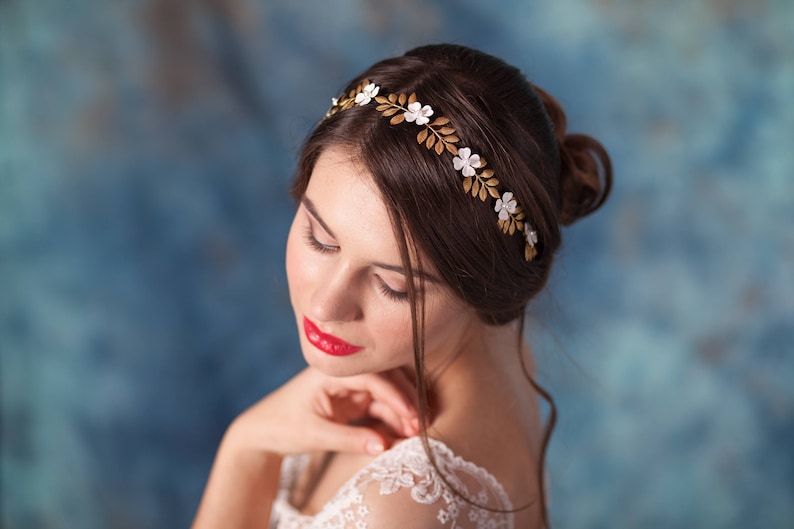 Gold leaf hair vine Bridal leaf headband Gold leaf headband Laurel leaf hair vine Gold leaf crown Gold leaf headpiece Leaf wedding vine