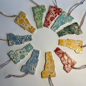 One of a Kind Handmade ceramic Vermont ornaments