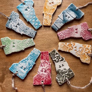 One of a Kind Handmade ceramic Vermont ornaments