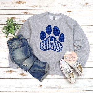 Bulldogs School Mascot Paw Sweatshirt, Mascot Sweatshirt, Bulldogs Spirit, Bulldogs Spirit, Mascot, Bulldogs Apparel, Bulldogs Sweatshirt