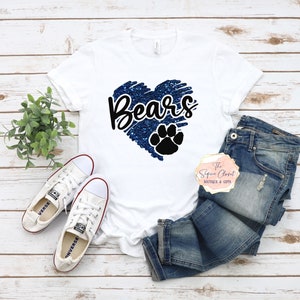 Bears School Mascot Heart T-shirt, Mascot Shirt, Bears Spirit Shirt, Bears Spirit, Mascot Shirt, Bears T-shirt, Bears, Bears Mascot Apparel
