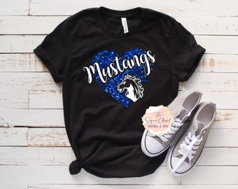 Mustangs School Mascot Heart T-shirt, Mascot Shirt, Mustangs Spirit Shirt, Mustangs Spirit, Mascot Shirt, Mustangs T-shirt, Mustangs shirt