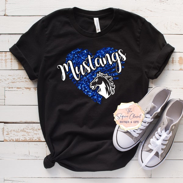 Mustangs School Mascot Heart T-shirt, Mascot Shirt, Mustangs Spirit Shirt, Mustangs Spirit, Mascot Shirt, Mustangs T-shirt, Mustangs shirt