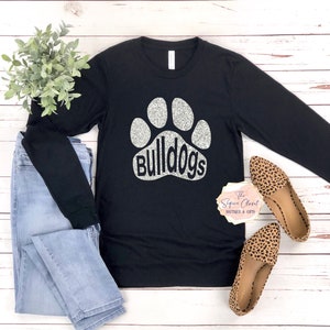 Bulldogs School Mascot Paw Long Sleeve Shirt, Mascot Shirt, Bulldogs Spirit Shirt, Bulldogs Spirit, Mascot Shirt, Bulldogs T-shirt, Bulldogs