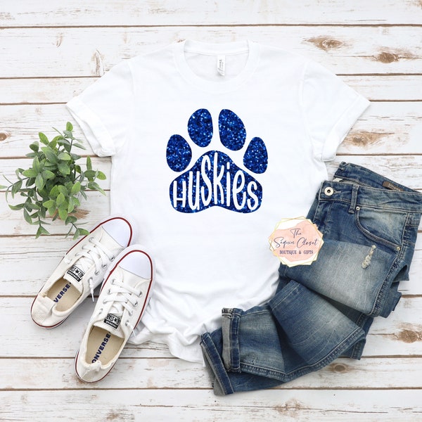 Huskies School Mascot Paw T-shirt, Mascot Shirt, Huskies Spirit Shirt, Huskies Spirit, Mascot Shirt, Huskies T-shirt, Huskies shirt