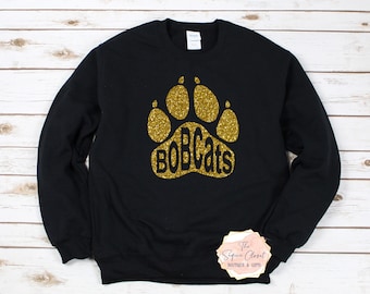 Bobcats School Mascot Paw Sweatshirt, Mascot Sweatshirt, Bobcats Spirit, Bobcats Apparel, Mascot sweatshirt, Bobcats sweatshirt, Bobcats