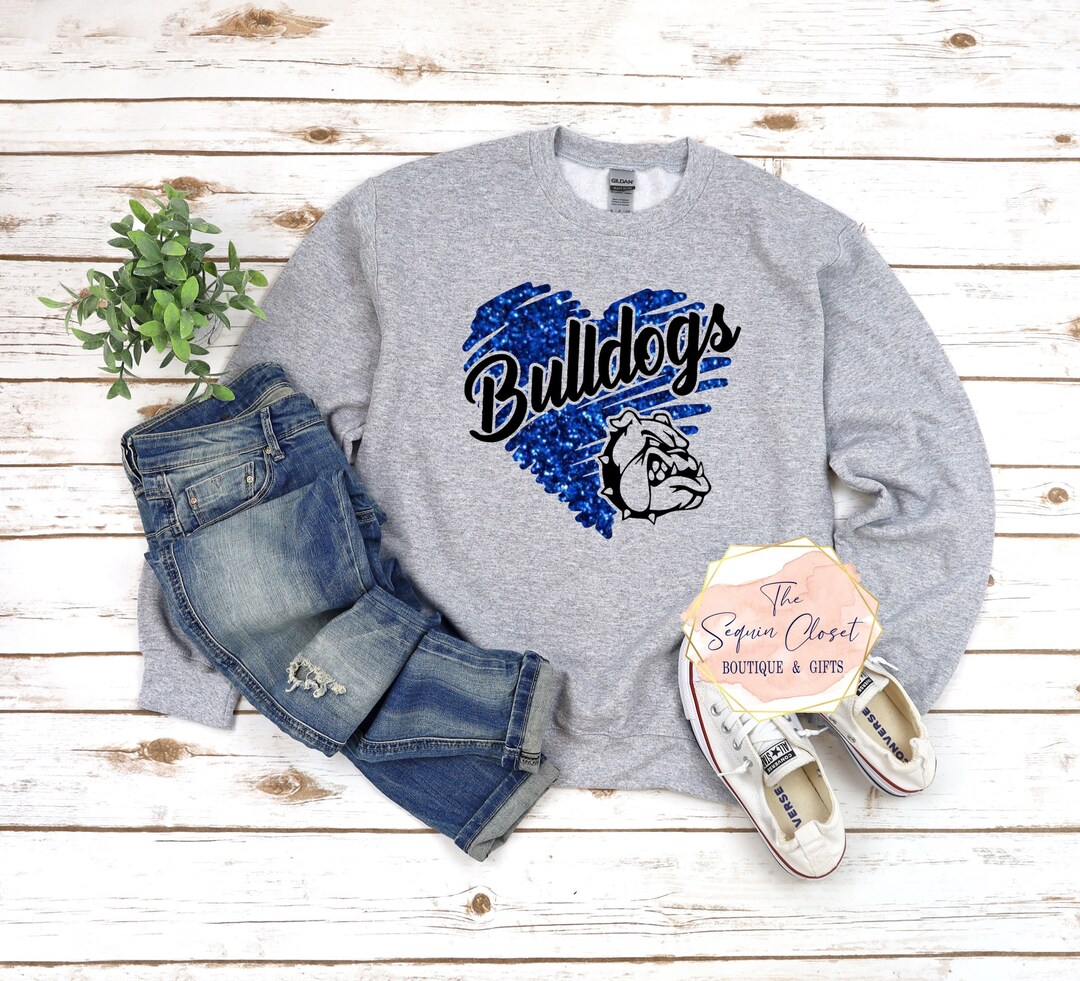 Bulldogs School Mascot Heart Tshirt, Mascot Shirt, Bulldogs Spirit