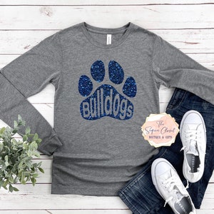 Bulldogs School Mascot Paw Long Sleeve Shirt, Mascot Shirt, Bulldogs Spirit Shirt, Bulldogs Spirit, Mascot Shirt, Bulldogs T-shirt, Bulldogs