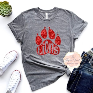 Lions School Mascot Paw T-shirt, Mascot Shirt, Lions Spirit Shirt, Lions Spirit, Mascot Shirt, Lions T-shirt, Lions Apparel, School Mascot