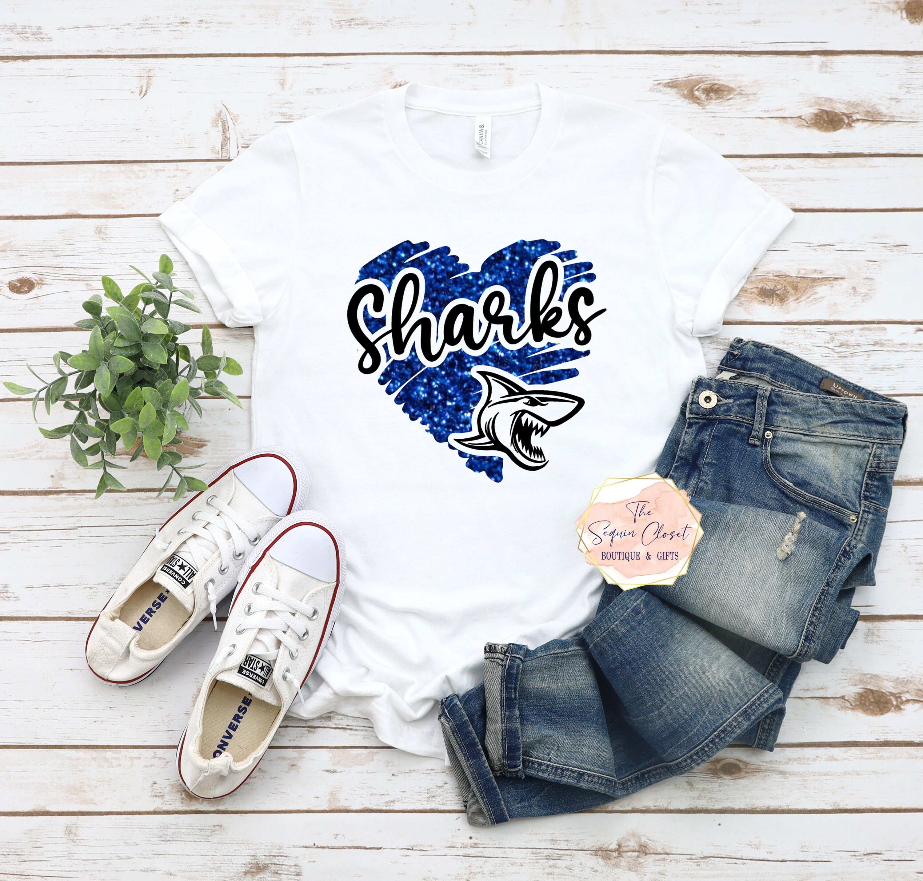 Sharks School Mascot Heart T-shirt, Mascot Shirt, Sharks Spirit Shirt ...