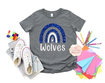YOUTH School Mascot Rainbow Tee, School Mascot Shirt, School Spirit Shirt, School Spirit, Mascot, Mascot Shirt, Bulldogs, Tigers, Chiefs